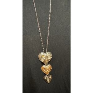 Y53 Multitone hearts on long necklace